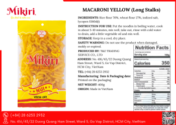 Hot Selling Yellow Macaroni (Long Stalks) Tubular Shape Bag Packaging Pasta Type Macaroni Wheat flour, cooking in 10 minutes - 12 minutes