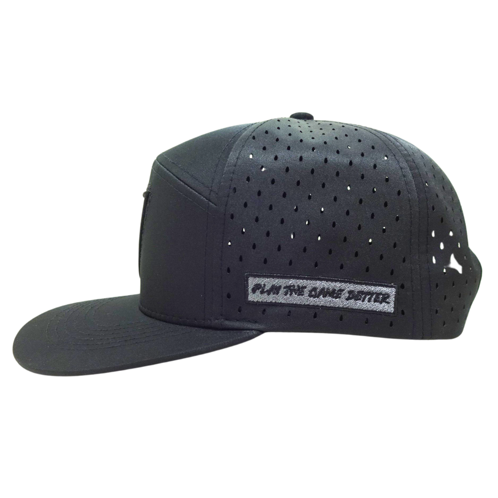 High Quality Custom 2D 3D Embroidery Logo 7 Panel  Laser Cut Hat on Front Left Side Lining Single Breasted Buckle Hip Hop Style 4