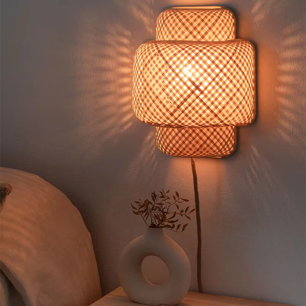 Bamboo Wall Lamps bedroom, bamboo handmade, Lamps made from handmade materials, home decoration accessories, wholesale. 3