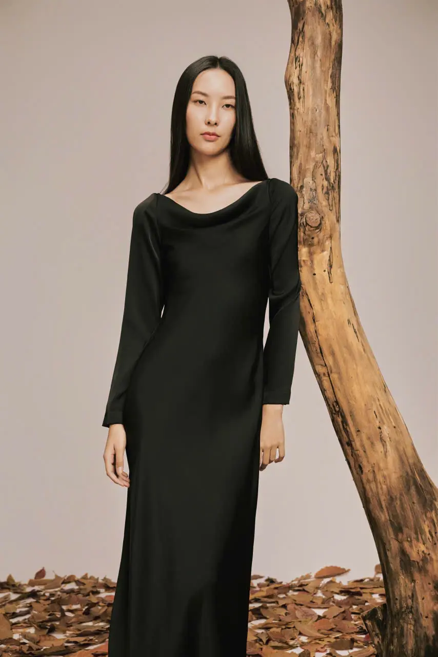 Best Price Charming Fall Collection Charm Black Dress Ladies Women Elegant Style ODM Services Made In VietNam 5