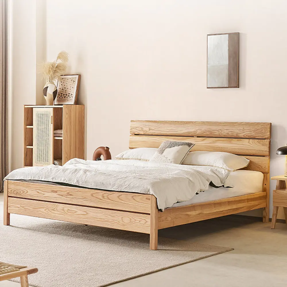 Handcrafted Solid Wood Double Bed Frames Queen & King Size with Storage Modern Design Bedroom Set by Vietnam Manufacturer 4
