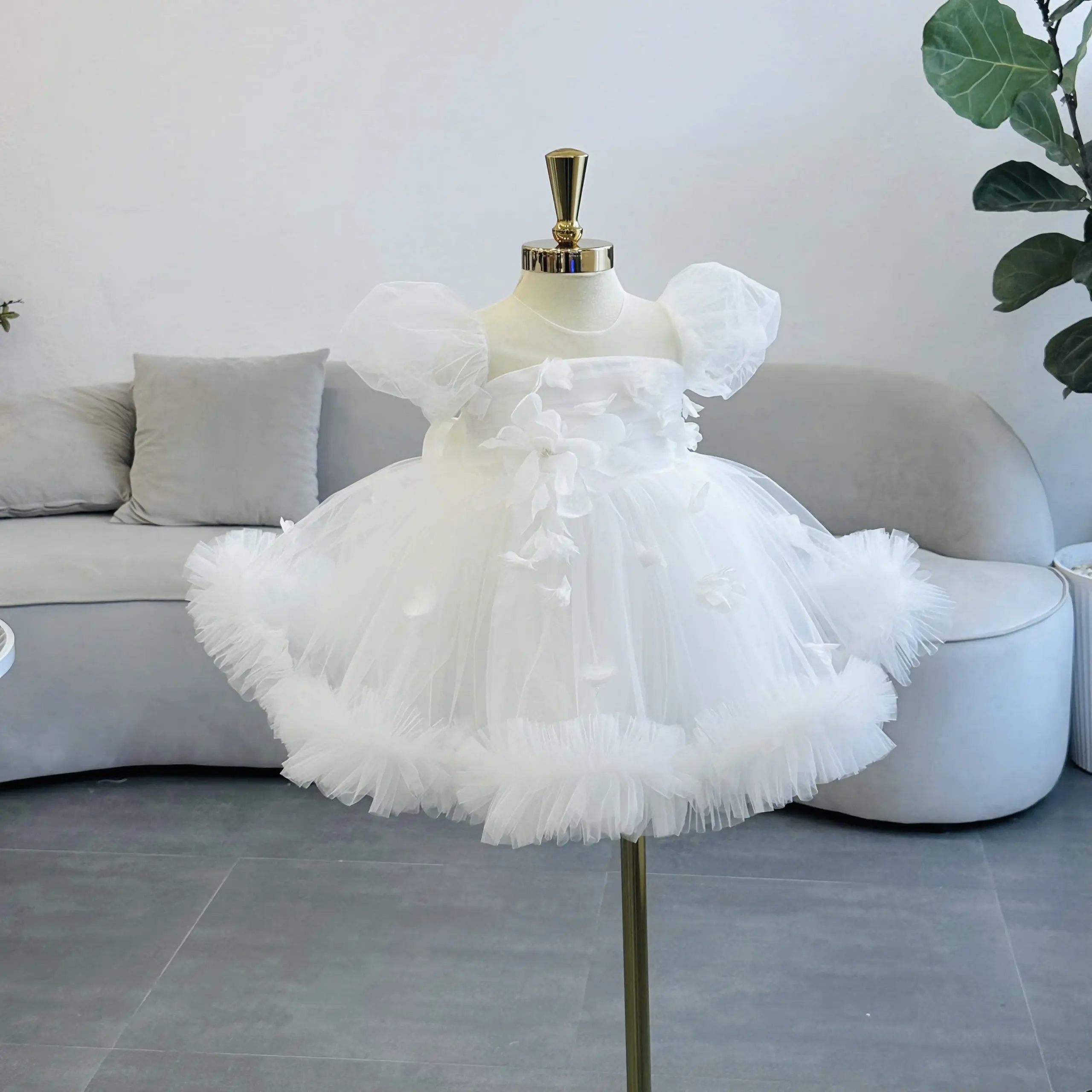 High Cotton Girls' Princess Mesh Flower Dress 12-Year-Olds Small MOQ Competitive Autumn Price Handmade in Vietnam Kids' Parties 4