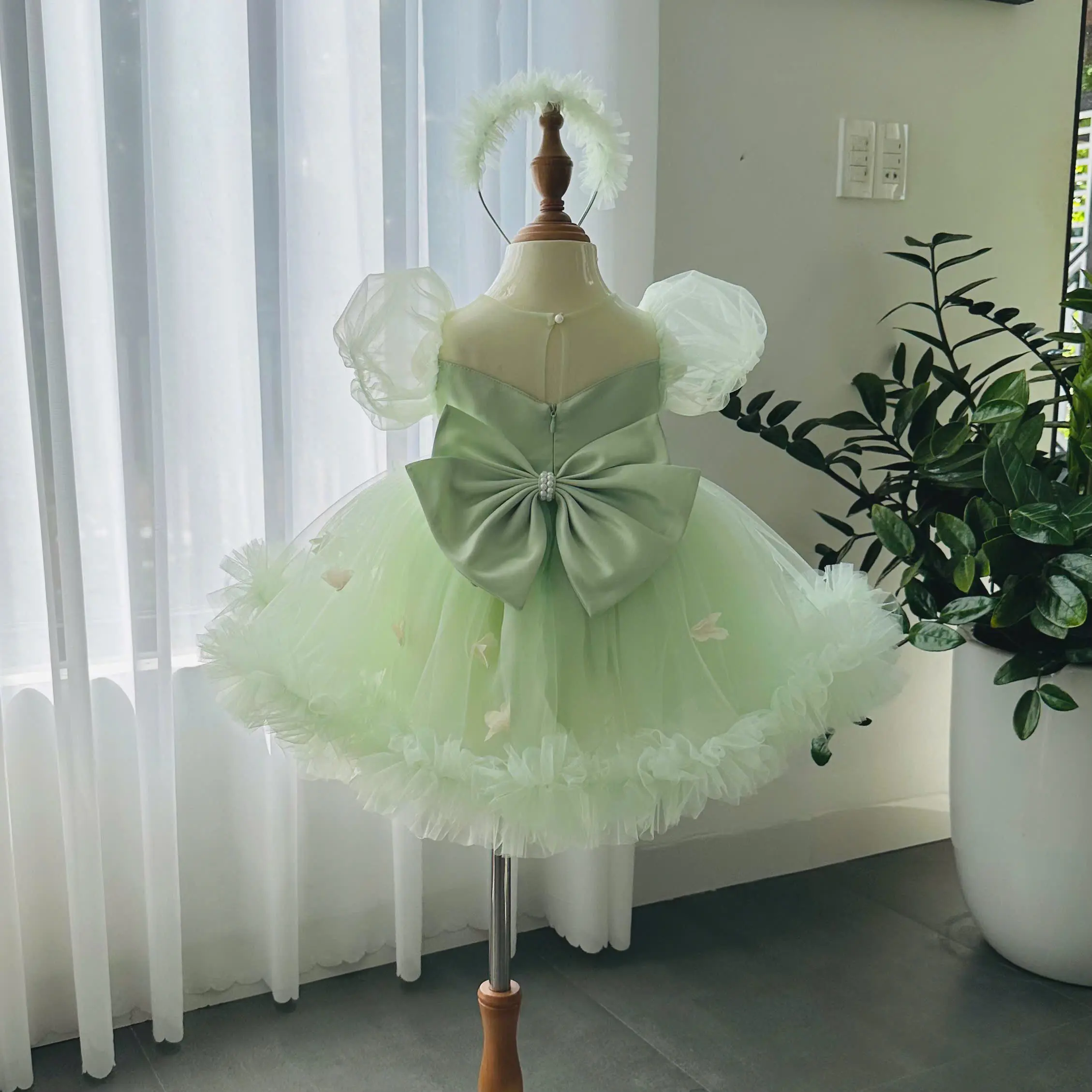 High Cotton Girls' Princess Mesh Flower Dress 12-Year-Olds Small MOQ Competitive Autumn Price Handmade in Vietnam Kids' Parties 6