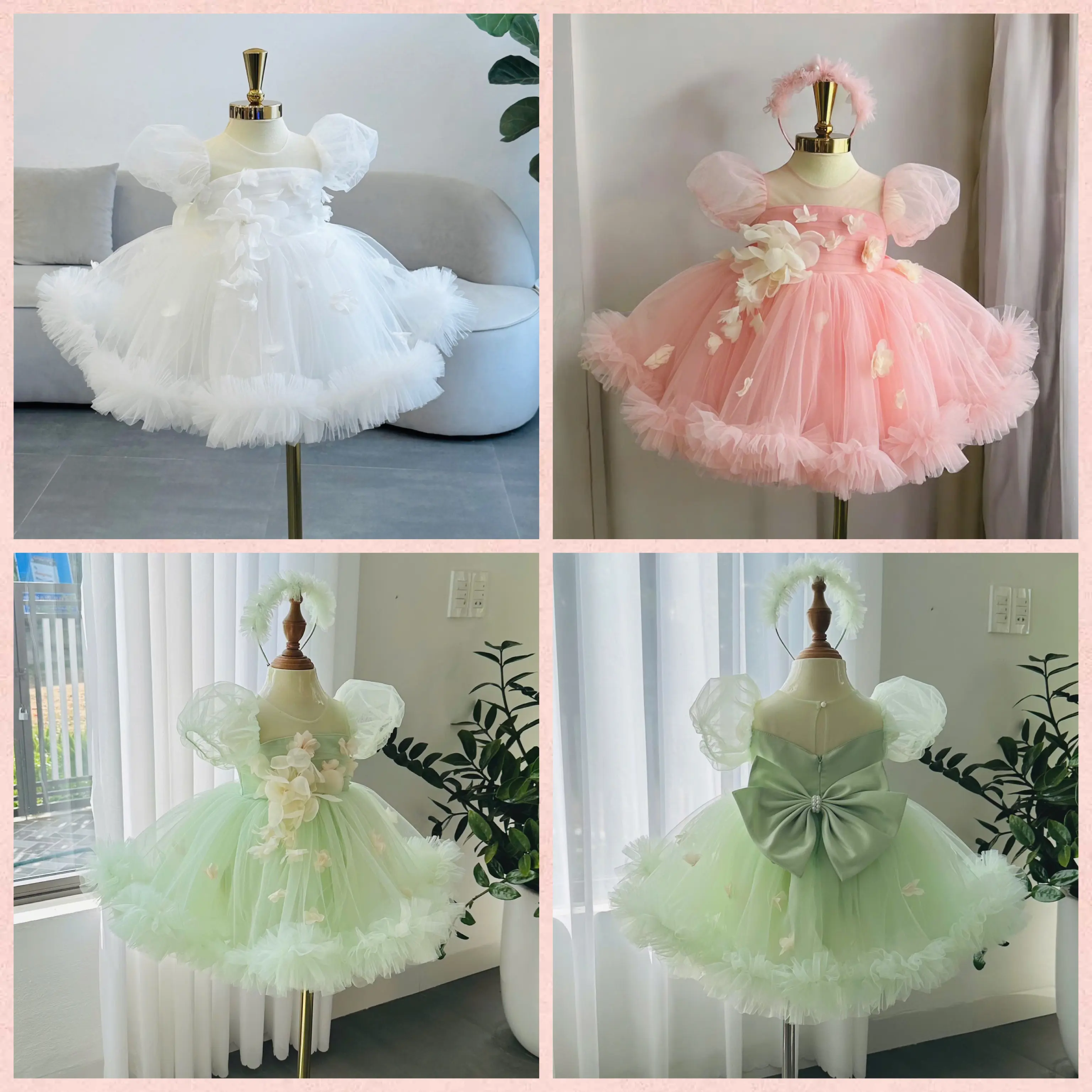 High Cotton Girls' Princess Mesh Flower Dress 12-Year-Olds Small MOQ Competitive Autumn Price Handmade in Vietnam Kids' Parties 3