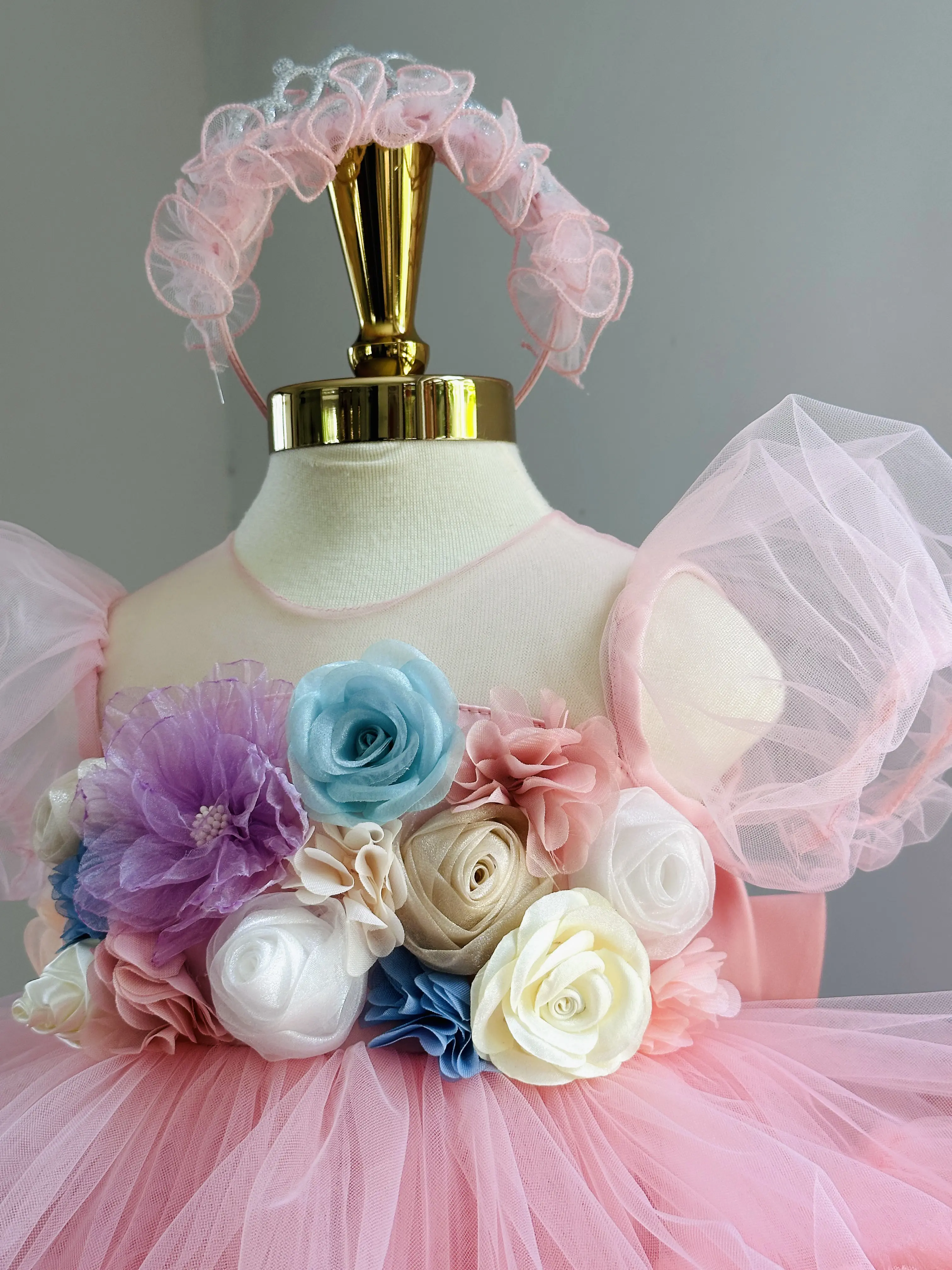 High Quality 3D Cartoon Flower Dress Baby Girls 1 Tier Nhung Nguyen Best Seller Princess Style Small Size Made Vietnam Parties 6