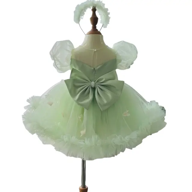 High Quality Cotton Princess Mesh Flower Dress Short Party Style Children's Competitive Price Autumn Dress Vietnam Made Small 2