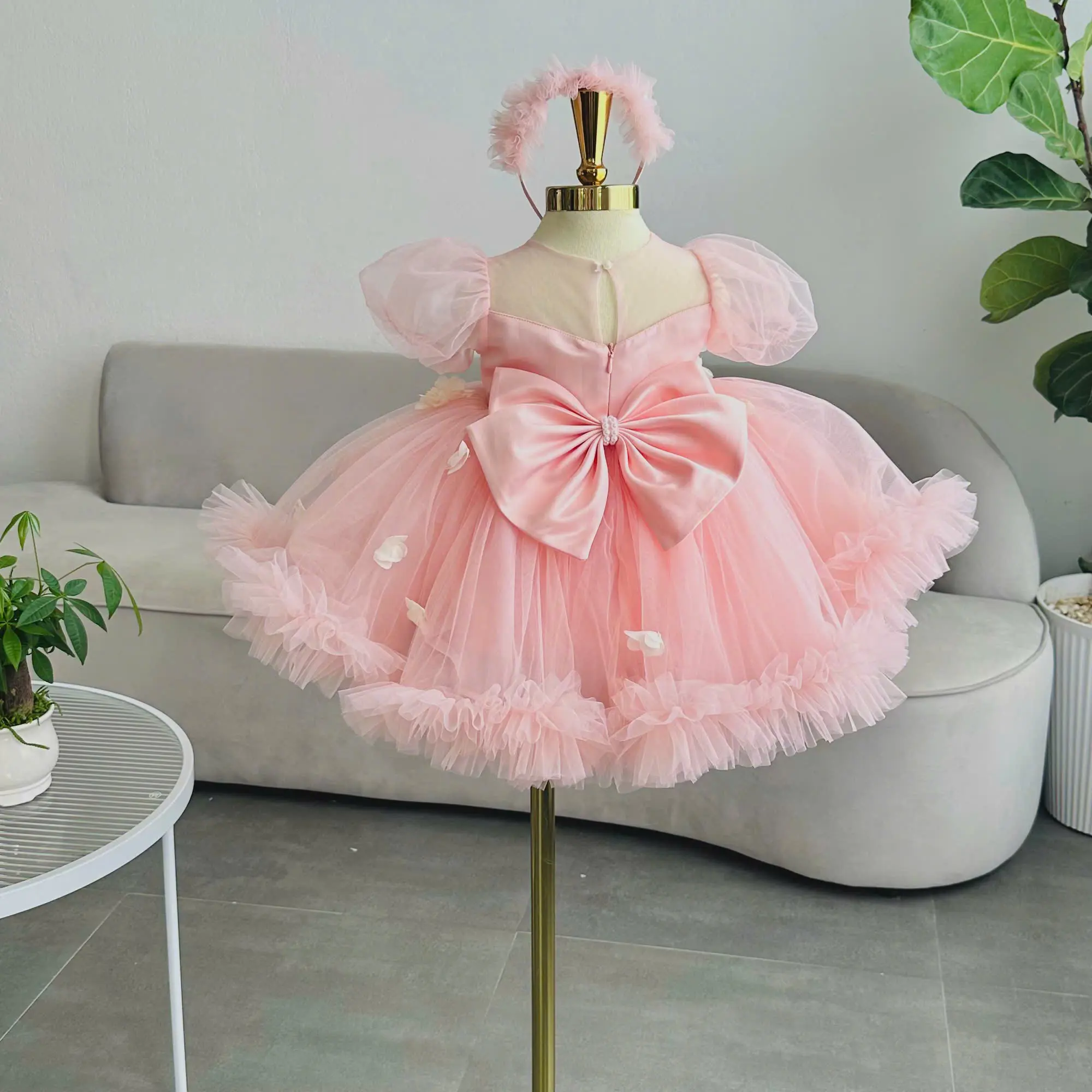 High Quality Cotton Princess Mesh Flower Dress Short Party Style Children's Competitive Price Autumn Dress Vietnam Made Small 7