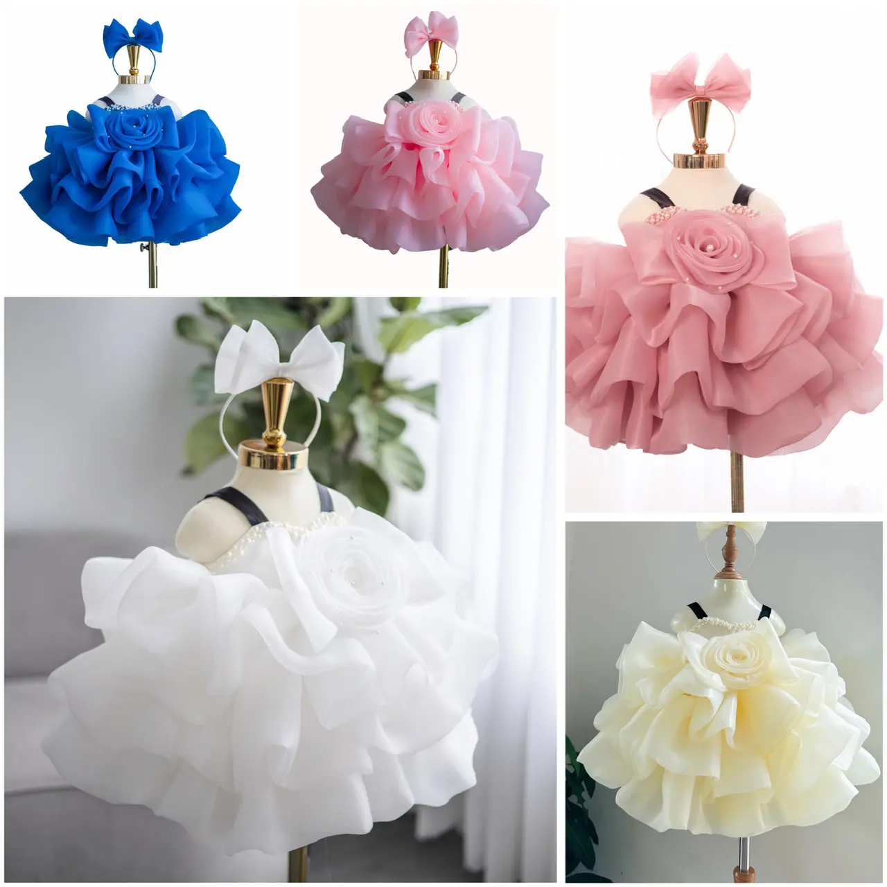 High Quality Handmade Beaded Flower Flared Dress for Girls 1 to 12 Years Old Fast Delivery Puffy Skirt Princess Dress ODM Supply 3