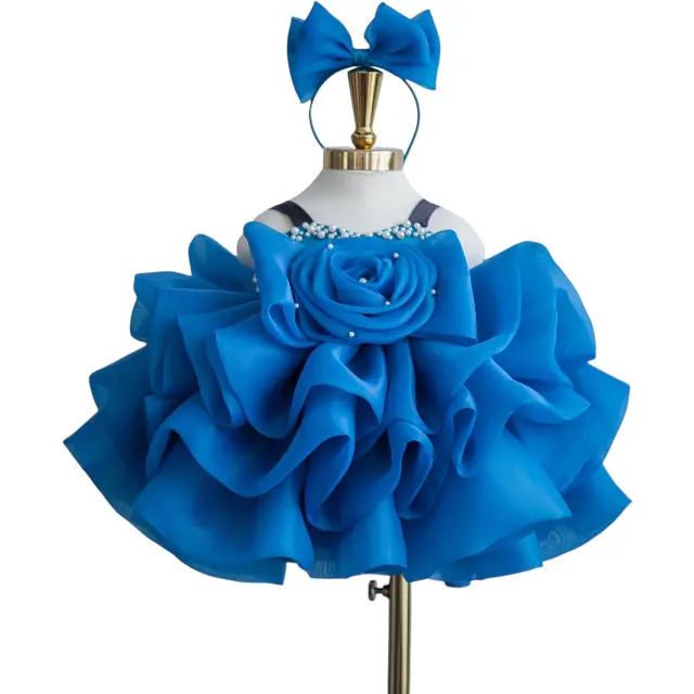 High Quality Handmade Beaded Flower Flared Dress for Girls 1 to 12 Years Old Fast Delivery Puffy Skirt Princess Dress ODM Supply 6