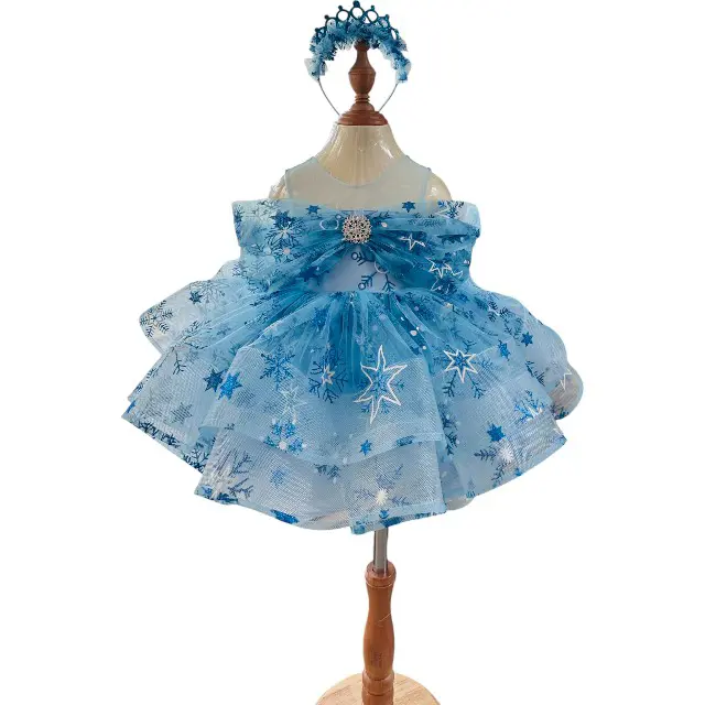 Large Size 2-Cartoon Elsa Tulle Skirt Dress High Quality Princess Party Style for Baby Girls Autumn Season OEM ODM Made Vietnam 2