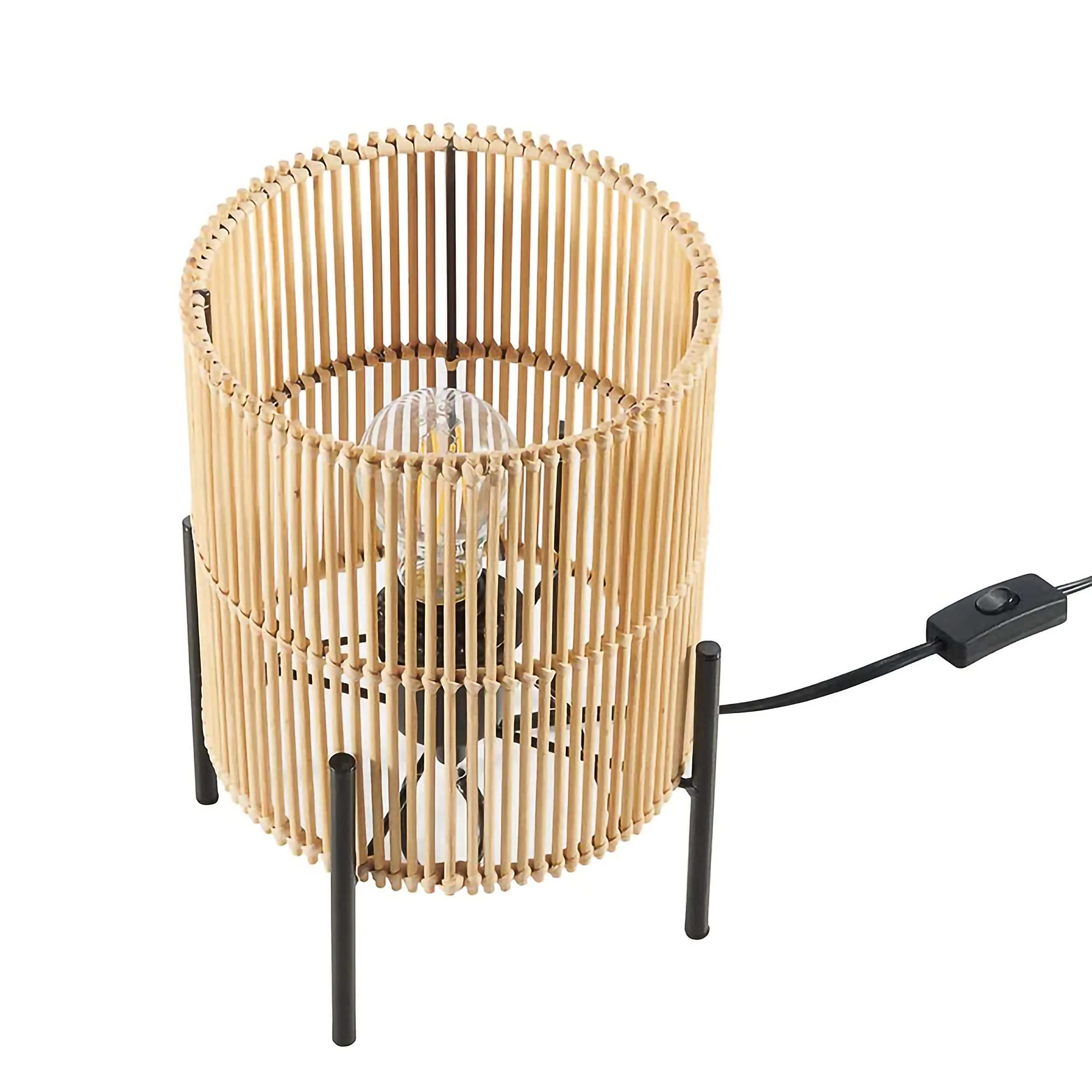 Natural round bamboo table lamp, Lamps made from handmade materials, home decoration accessories, wholesale. 2