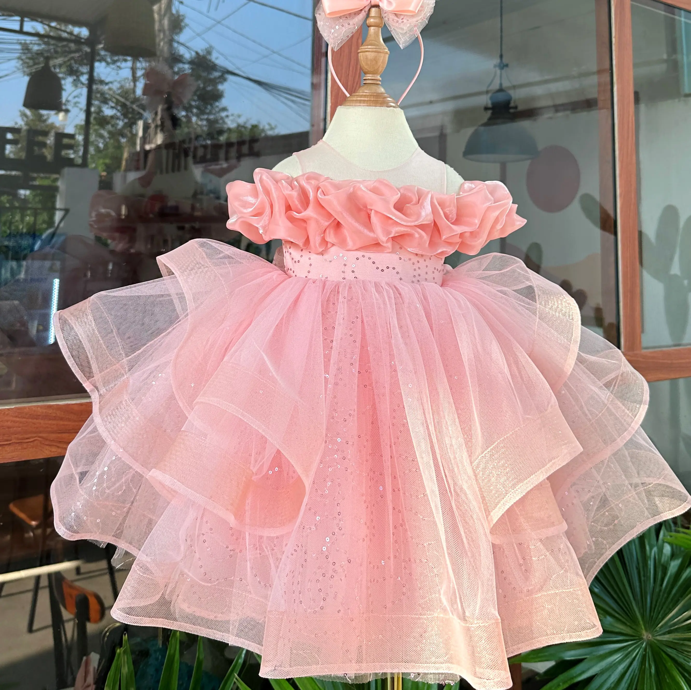 Nhung Nguyen High Quality Comfortable Satin Denim Dress for Baby Girls Large Size OEM ODM Made in Viet Nam 2 Princess Dresses 6