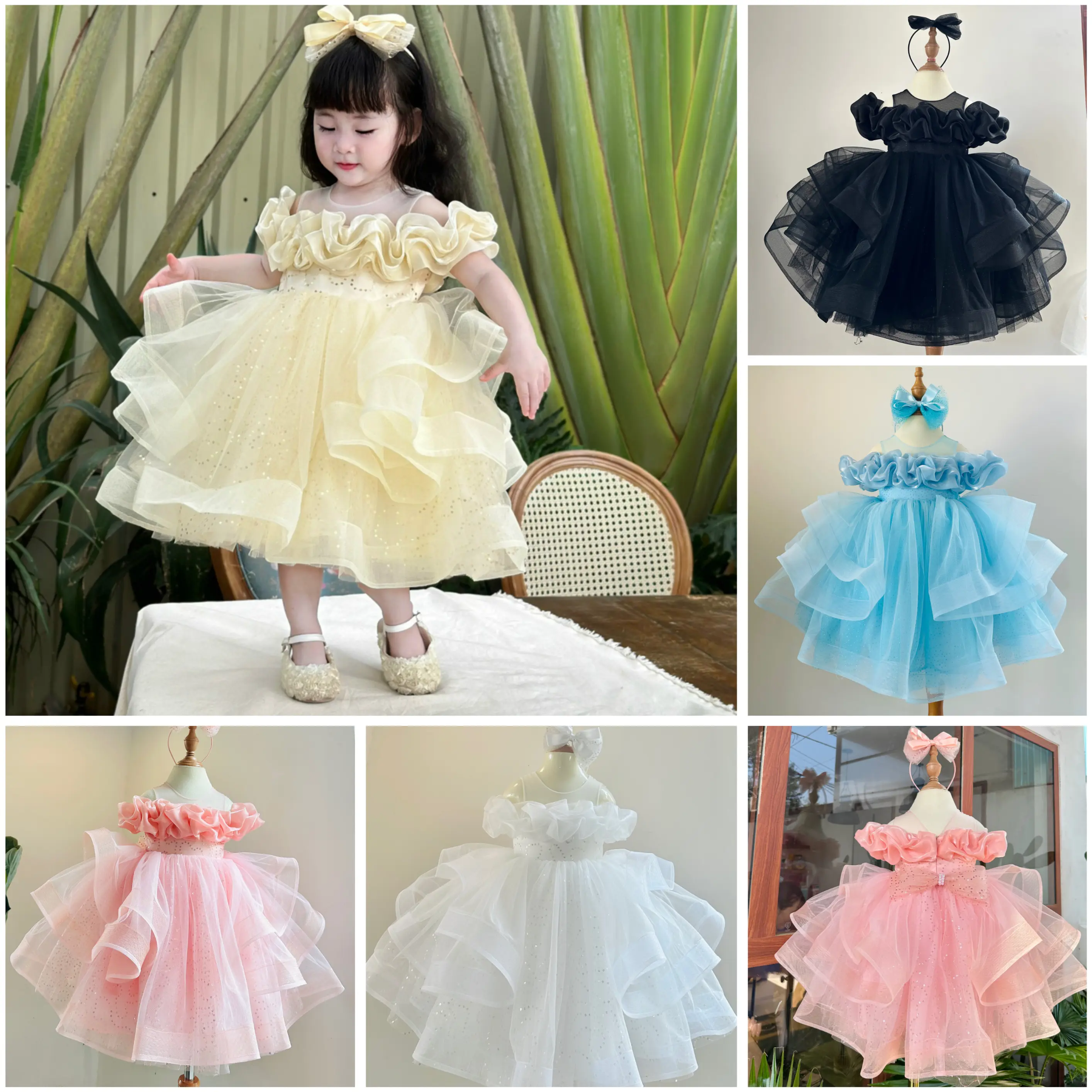 Nhung Nguyen High Quality Comfortable Satin Denim Dress for Baby Girls Large Size OEM ODM Made in Viet Nam 2 Princess Dresses 5