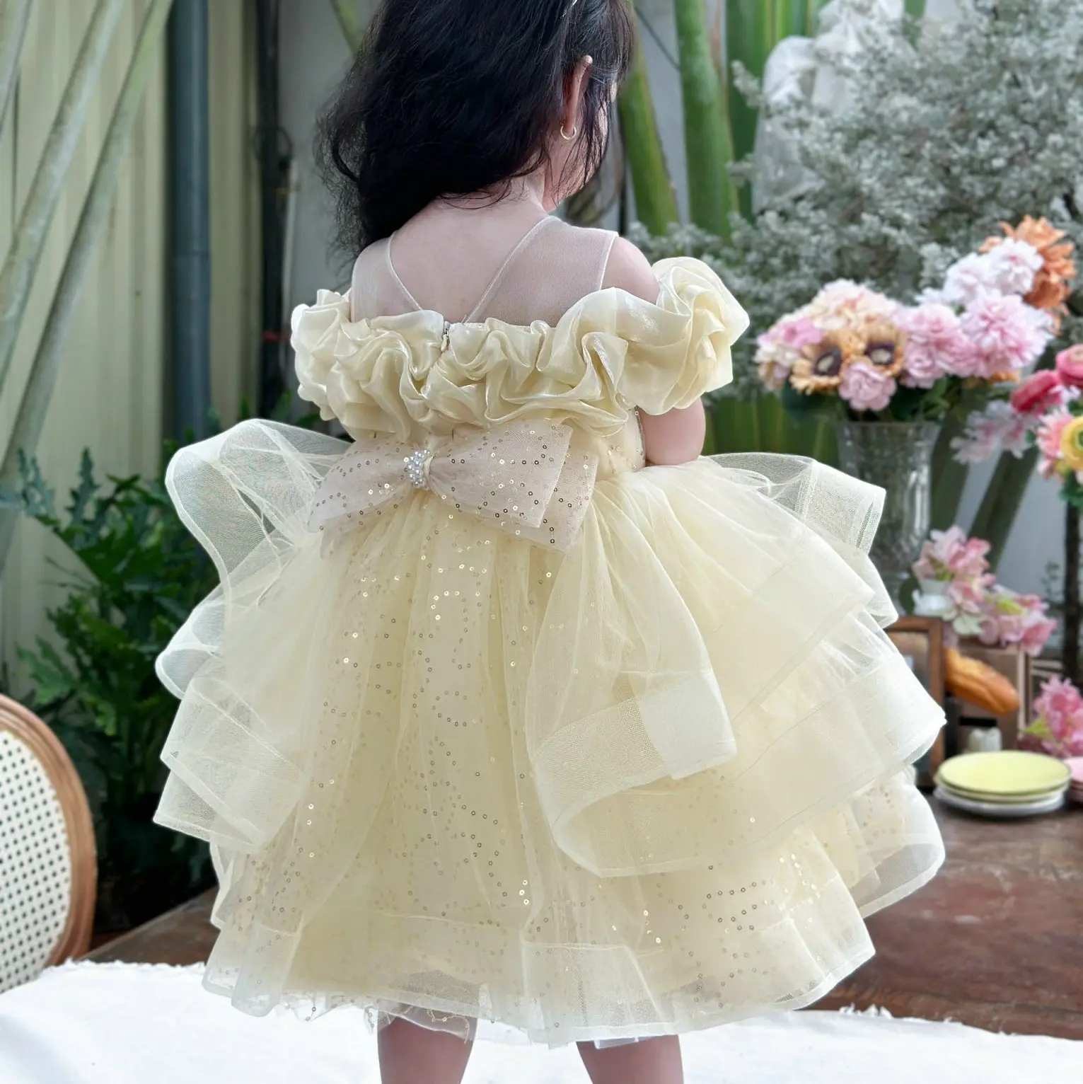 Nhung Nguyen High Quality Comfortable Satin Denim Dress for Baby Girls Large Size OEM ODM Made in Viet Nam 2 Princess Dresses 4