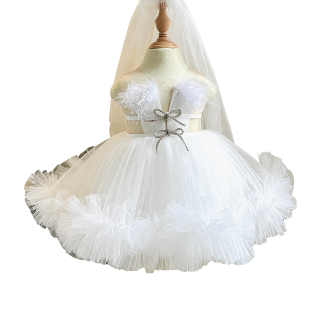 OEM ODM Princess Dress by Nhung Nguyen Baby Girl Party Style Large Size Gown Detachable Long Train Made Viet Nam for Children 1
