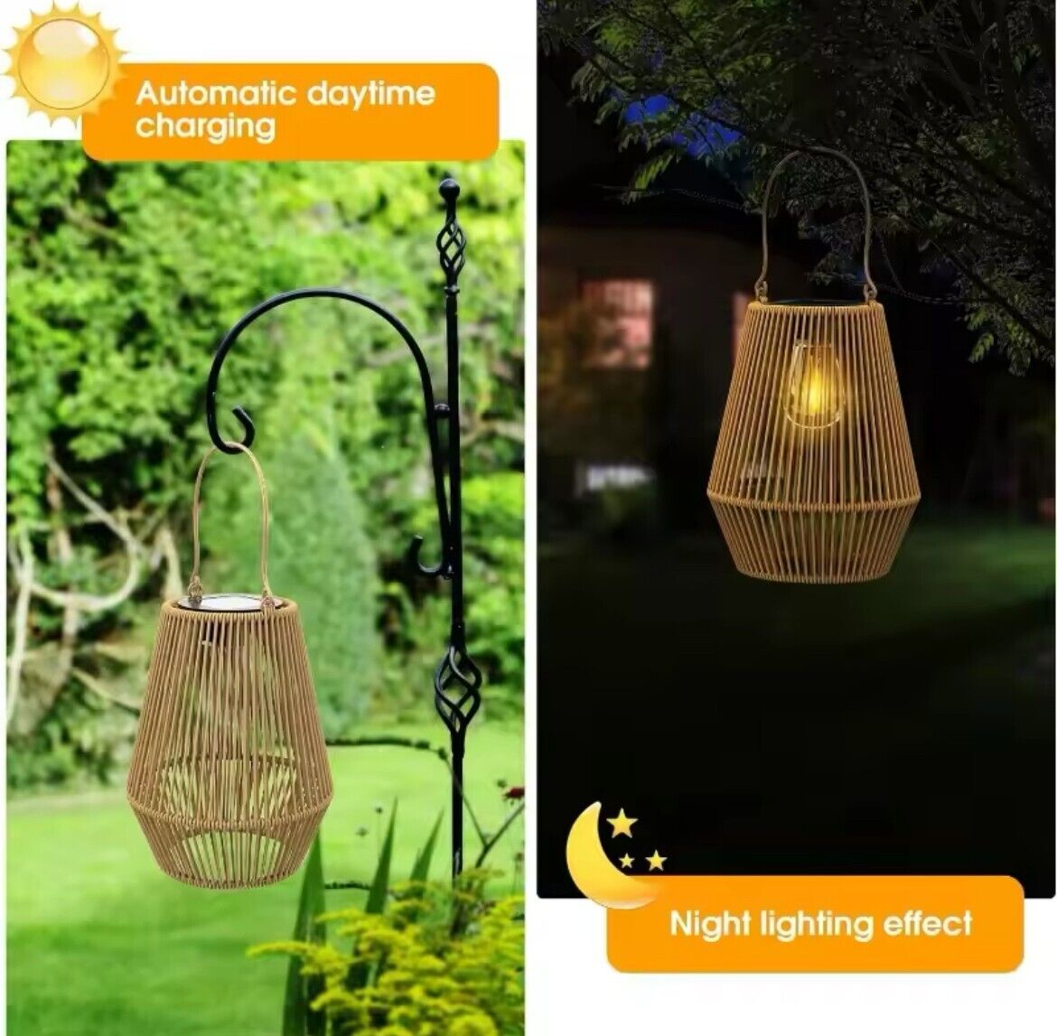 Rattan solar lights, solar lights made from natural materials, handmade lights, home decor, eco-friendly home decor, wholesale. 4