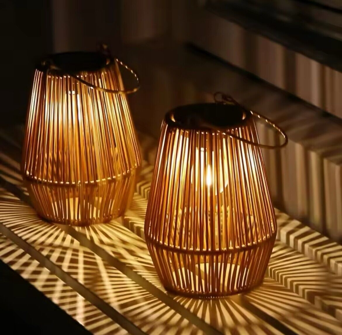Rattan solar lights, solar lights made from natural materials, handmade lights, home decor, eco-friendly home decor, wholesale. 1