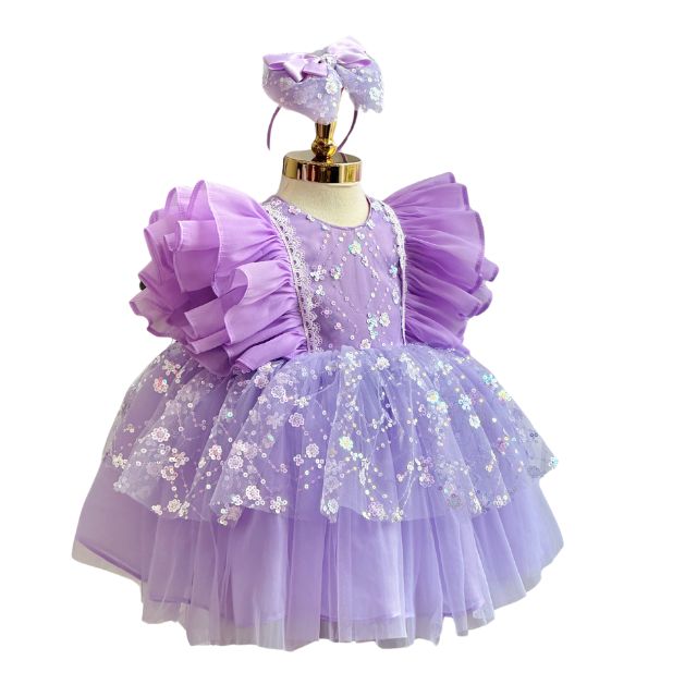 Short Dress Sequin 4-Tiered Flared Skirt Nhung Nguyen Princess Dress Baby Girl Dress OEM ODM Competitive Price Made In Vietnam 2