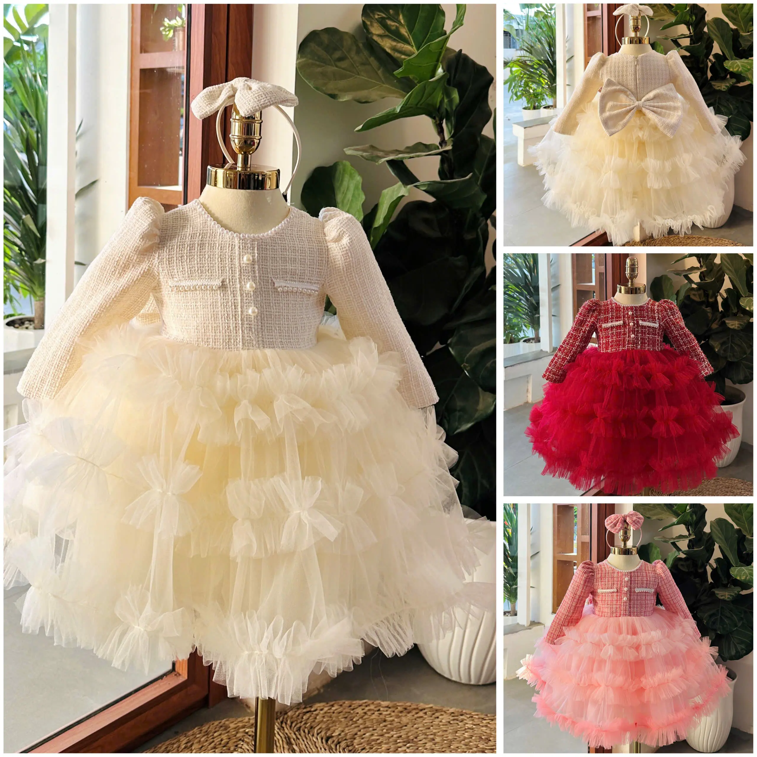 Viet Nam OEM Long-Sleeved Flared Mesh Skirt for Children's Party Soft Tulle Fabric Lovely Warm Winter Spring 3