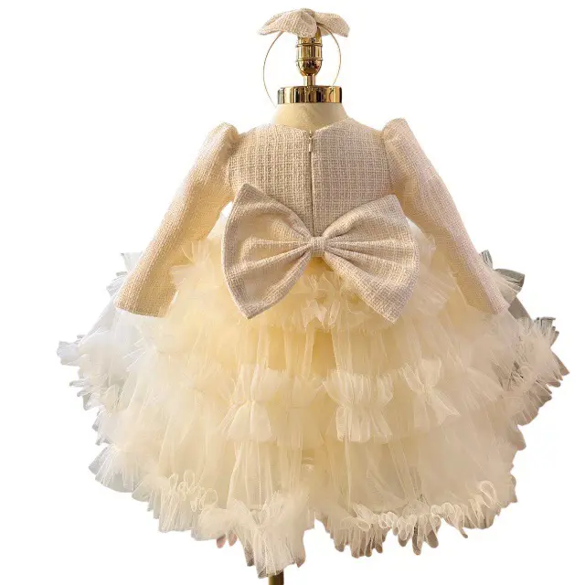 Viet Nam OEM Long-Sleeved Flared Mesh Skirt for Children's Party Soft Tulle Fabric Lovely Warm Winter Spring 2