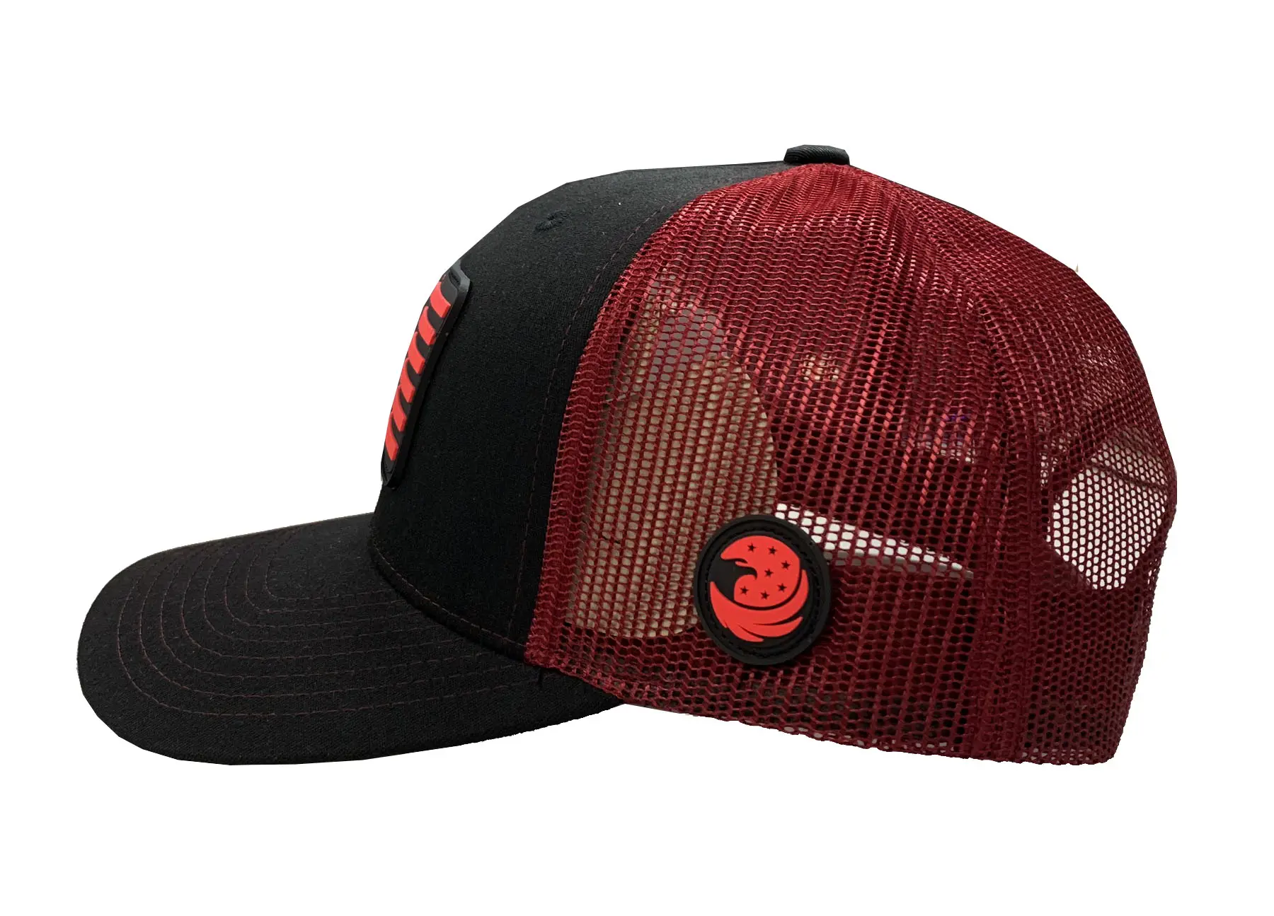 Wholesale Snapback Caps 6-panel Rubber Logo High Quality Mix Black/Red Color Trucker Hat for Men in Vietnam Factory 3