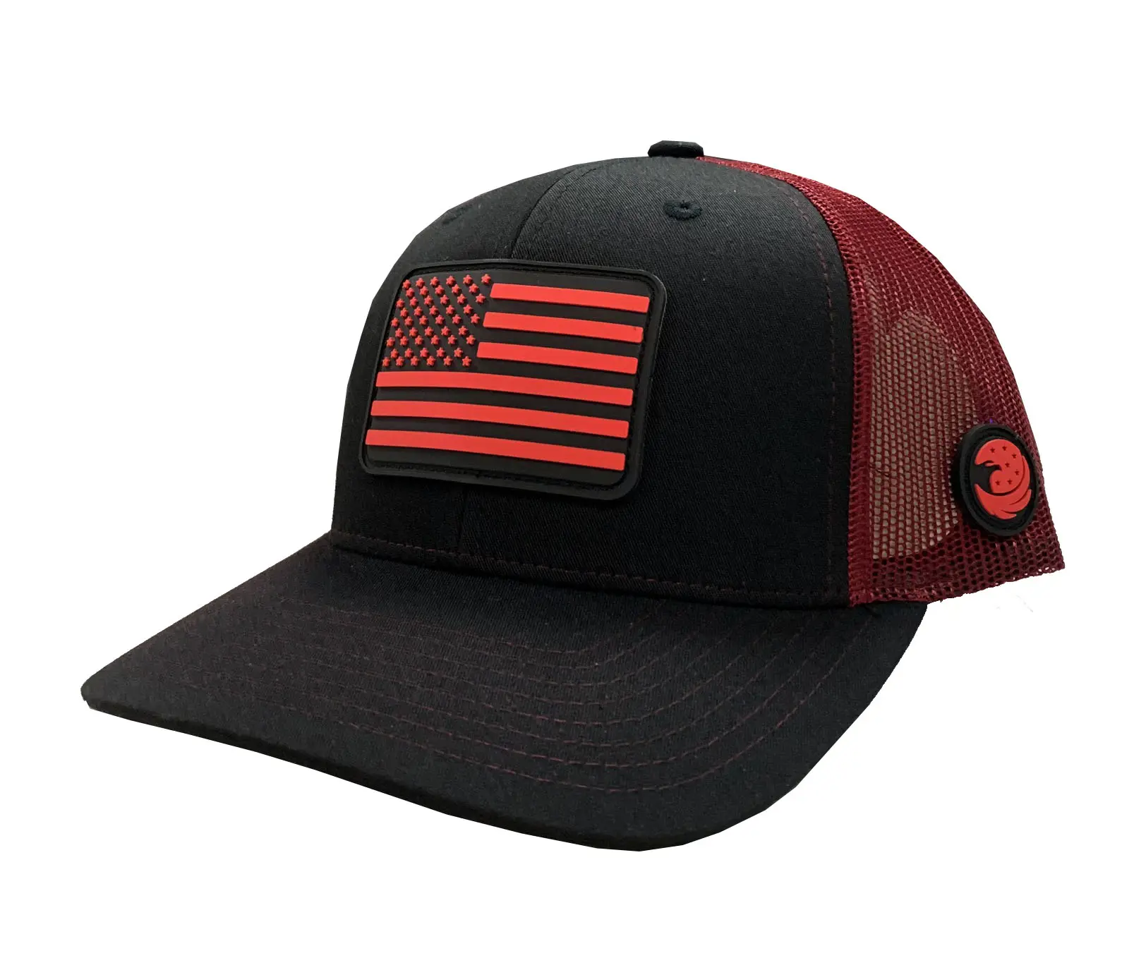 Wholesale Snapback Caps 6-panel Rubber Logo High Quality Mix Black/Red Color Trucker Hat for Men in Vietnam Factory 2