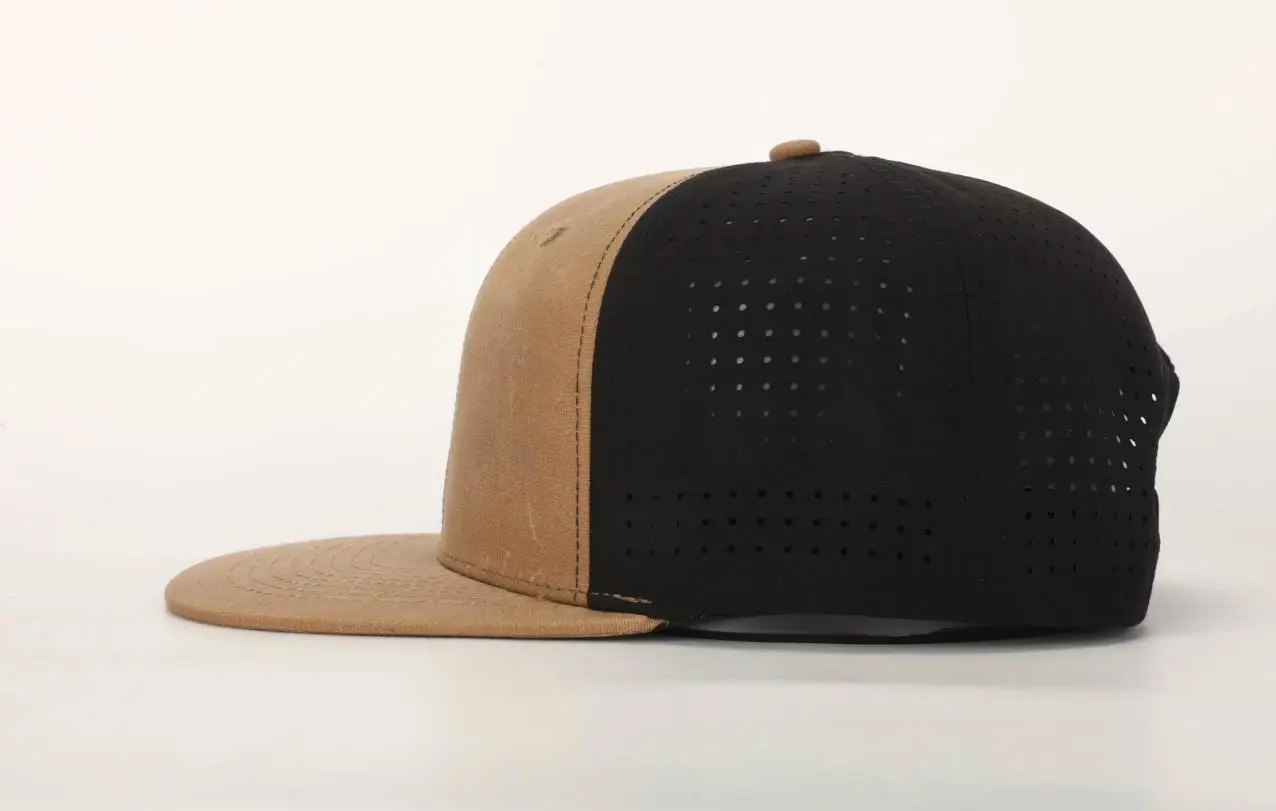 Wholesale Waxed Blank Caps Laser Cut High Quality Vietnam Brand Snapback Cap Embroidery Leather Patch Hat 3