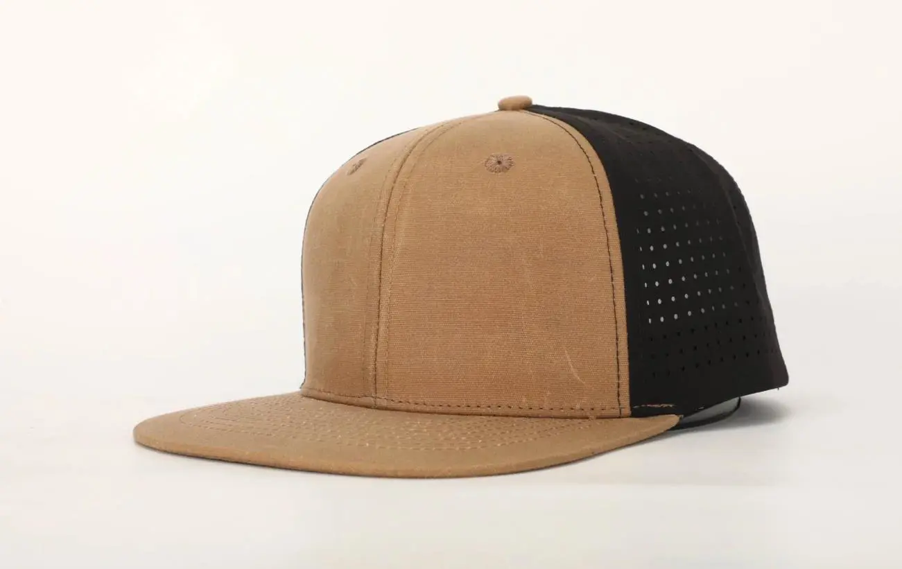 Wholesale Waxed Blank Caps Laser Cut High Quality Vietnam Brand Snapback Cap Embroidery Leather Patch Hat 2