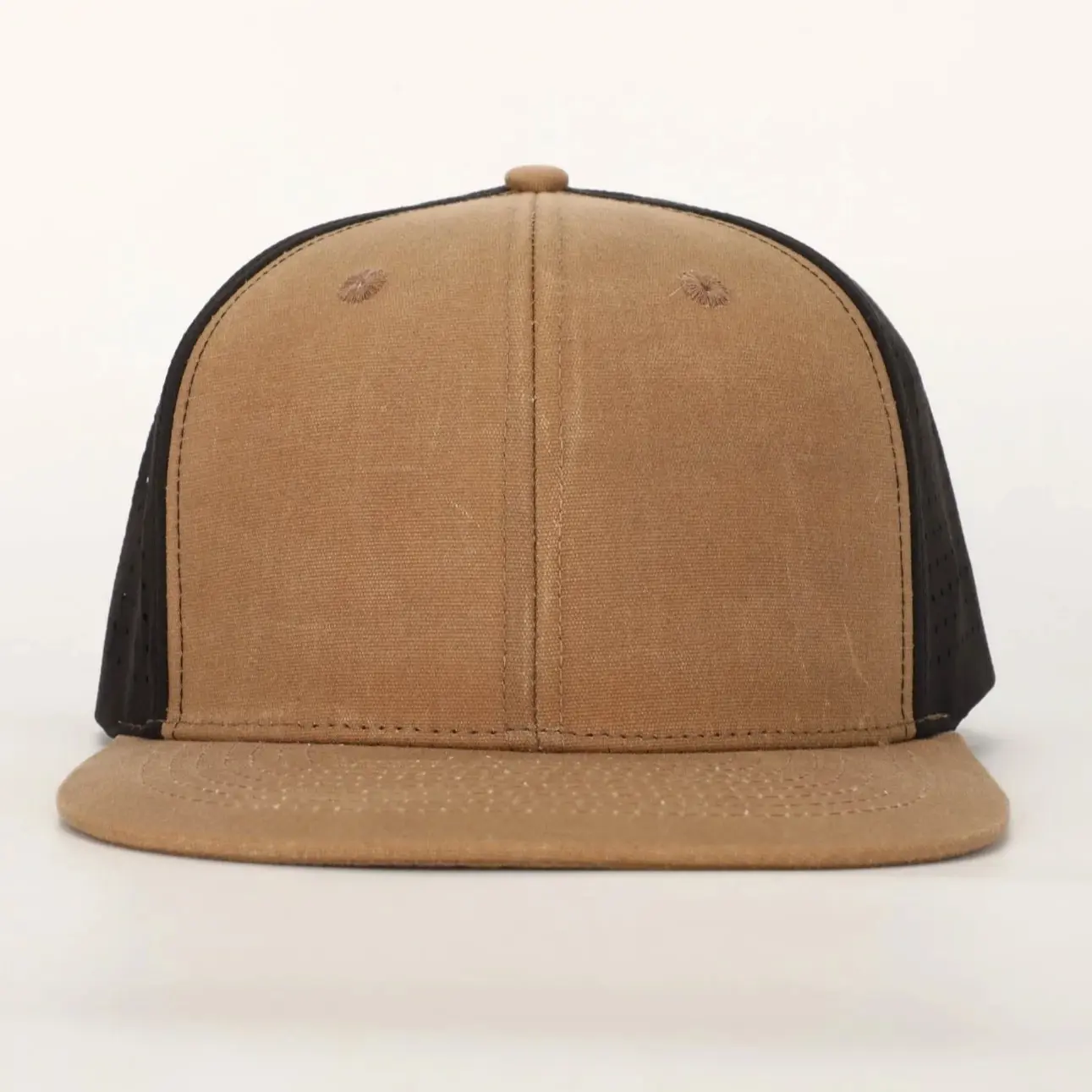 Wholesale Waxed Blank Caps Laser Cut High Quality Vietnam Brand Snapback Cap Embroidery Leather Patch Hat