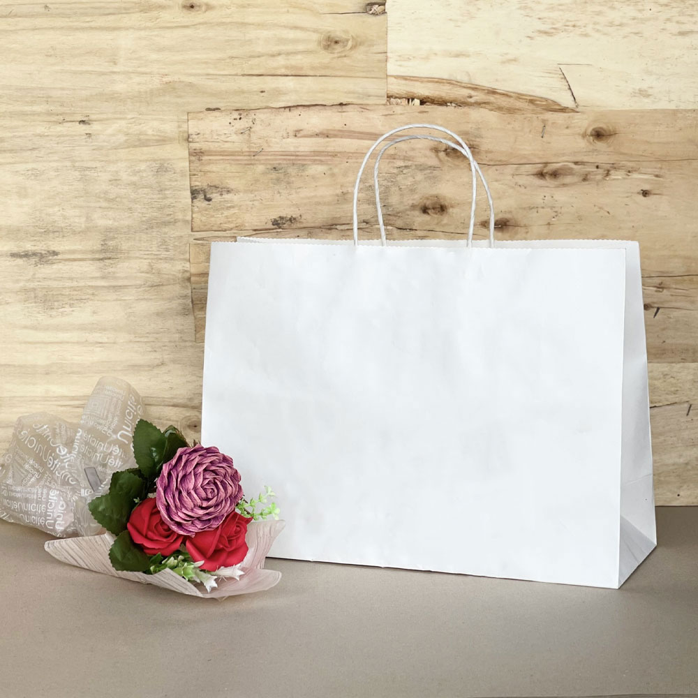 Kraft Paper Gift Bags With Handles Customized Size Eco-Friendly Shopping Accessories White Kraft Paper Vietnam Manufacturer 6