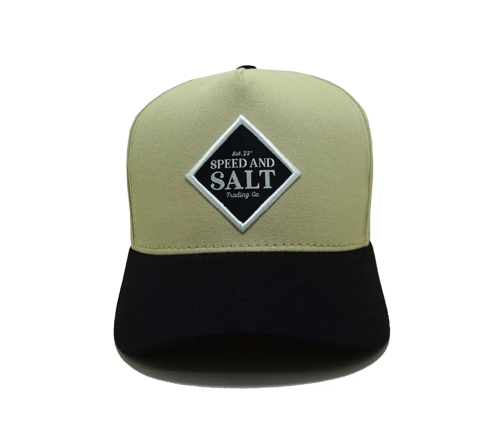 100% Cotton Color Beige Black Color 5 Panel Custom Logo Baseball Cap Woven Patch Logo Outdoor Travel Golf Shade Baseball Cap