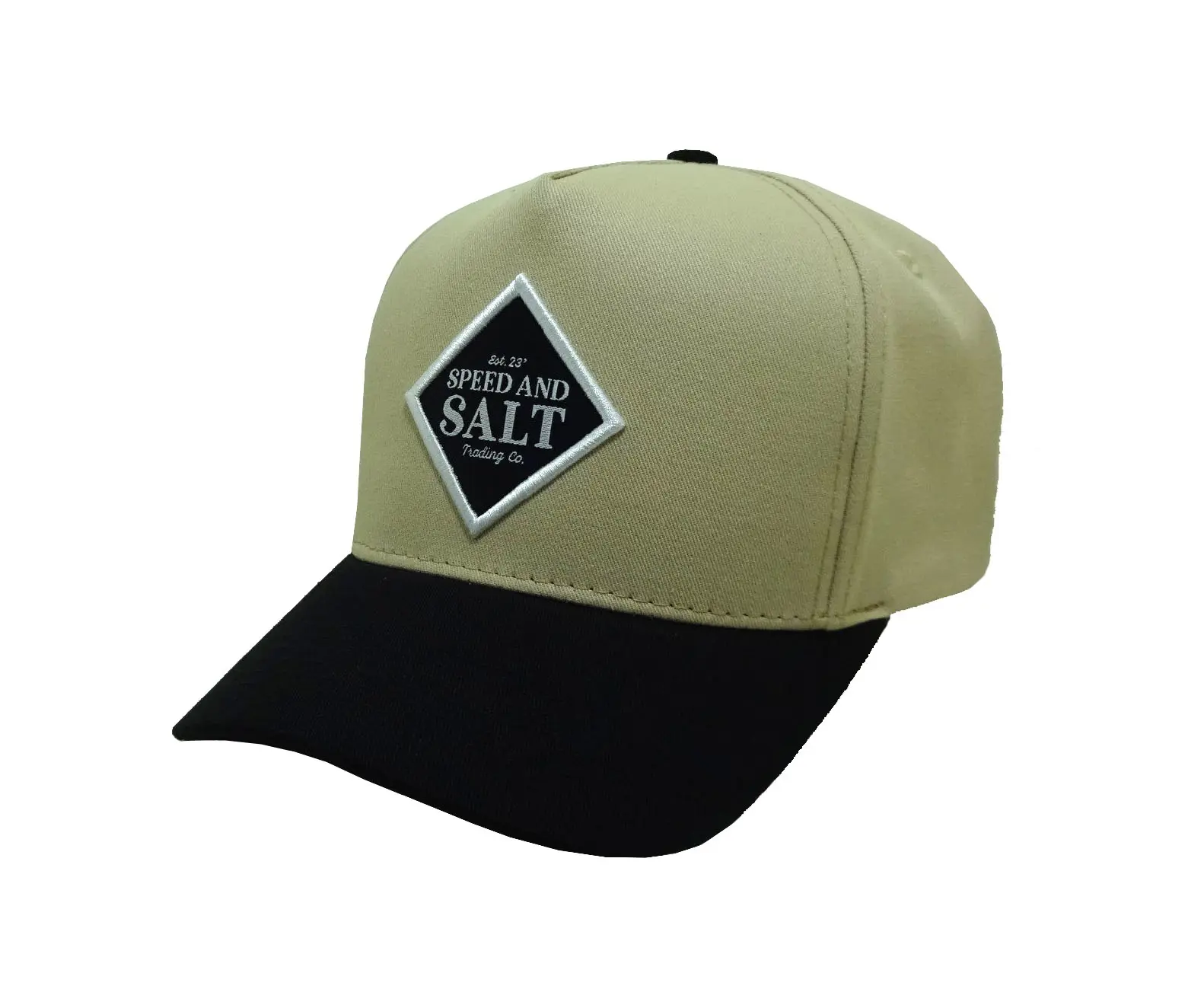 100% Cotton Color Beige Black Color 5 Panel Custom Logo Baseball Cap Woven Patch Logo Outdoor Travel Golf Shade Baseball Cap 2