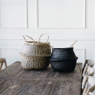 Black painted seagrass basket, Multi-purpose storage basket, home organization accessory highly aesthetic, wholesale available. 4