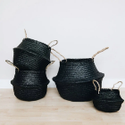 Black painted seagrass basket, Multi-purpose storage basket, home organization accessory highly aesthetic, wholesale available. 2