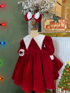 Top Choice Winter White Velvet Princess Dress 12-Year-Old Baby Girls High Long Style Pointed Collar Vietnam Winter Autumn Outfit 5