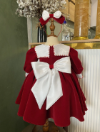 Top Choice Winter White Velvet Princess Dress 12-Year-Old Baby Girls High Long Style Pointed Collar Vietnam Winter Autumn Outfit 4