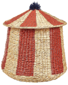 Wicker Trash Can with Lid and Removable Liner Handwoven storage basket Hyacinth Waste Basket 1