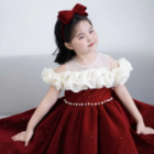 Winter Velvet Dress With Ruffled Off Shoulder Sleeves Princess Dress Baby Girl High Quality Made in Vietnam Winter Autumn Outfit 6