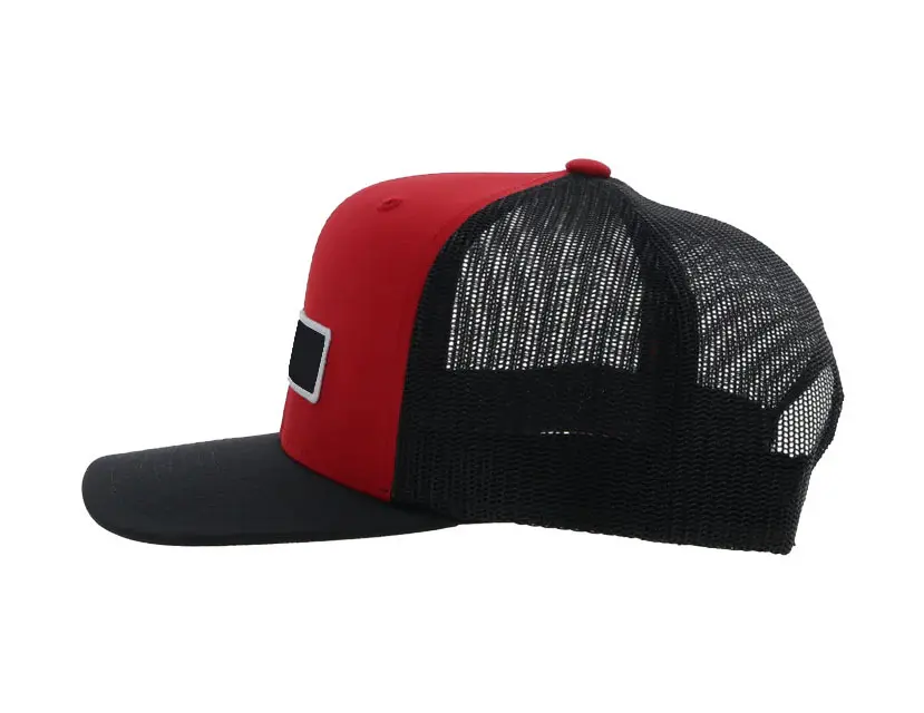 2 Tone Red and Black Color Trucker Hat with Custom Logo High Quality Face Protection Hiphop Sports Cap Soft Headwear Trucker Hat 3