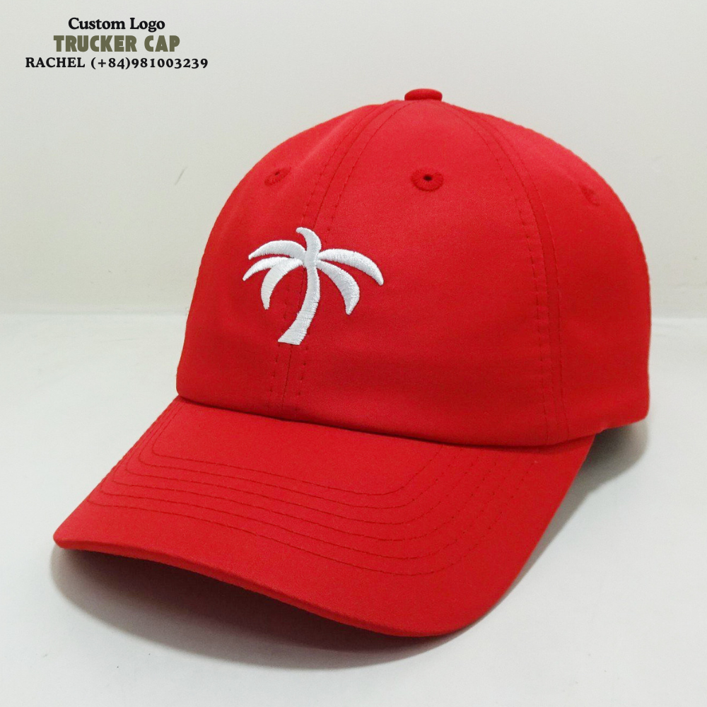 2D Embroidered Baseball Caps Structured 6 Panel Gorras Contrast Color Red/White Curved Brim Mental Slide Buckle Wholesale Brands 2