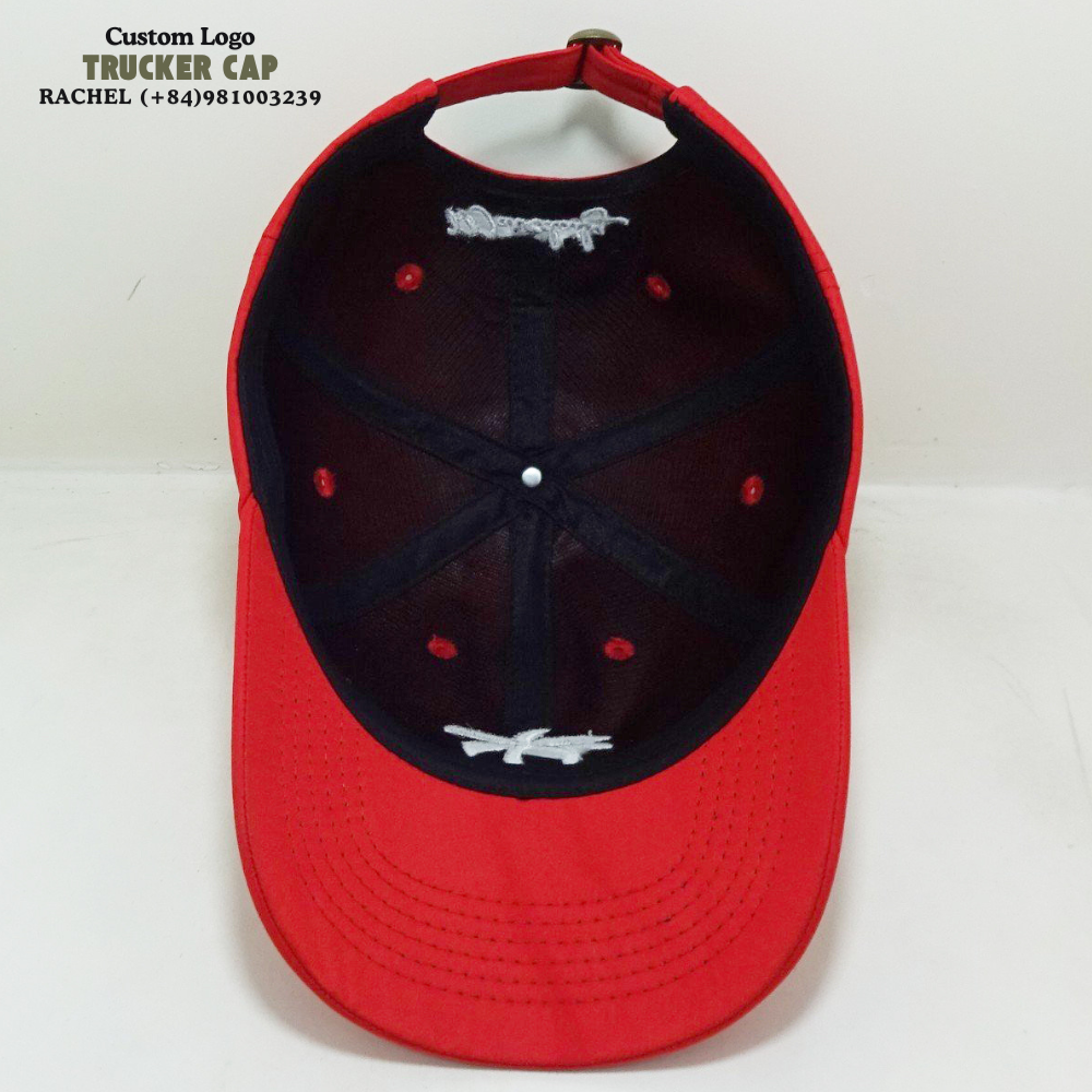 2D Embroidered Baseball Caps Structured 6 Panel Gorras Contrast Color Red/White Curved Brim Mental Slide Buckle Wholesale Brands 5