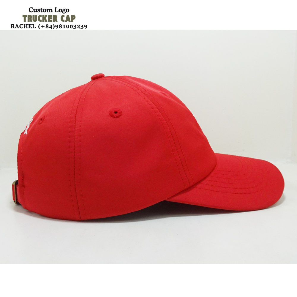 2D Embroidered Baseball Caps Structured 6 Panel Gorras Contrast Color Red/White Curved Brim Mental Slide Buckle Wholesale Brands 4