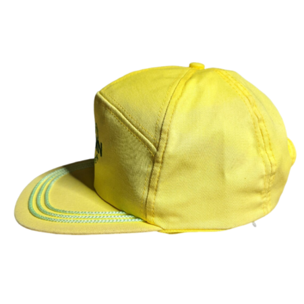2D Embroidered Logo Lemon Yellow Snapback 7 Panel Gorras Flat Bill Baseball Custom Rope Line On Brim Snapback Closure All Ages 4