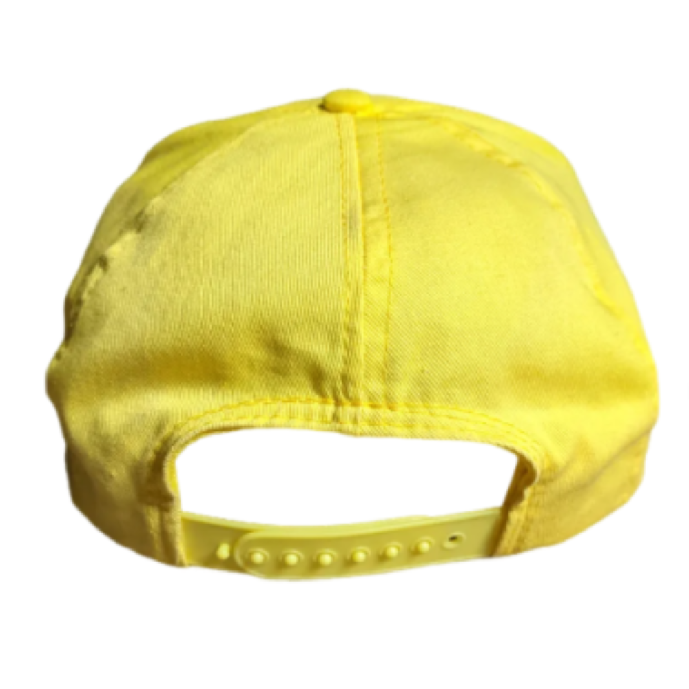 2D Embroidered Logo Lemon Yellow Snapback 7 Panel Gorras Flat Bill Baseball Custom Rope Line On Brim Snapback Closure All Ages 6