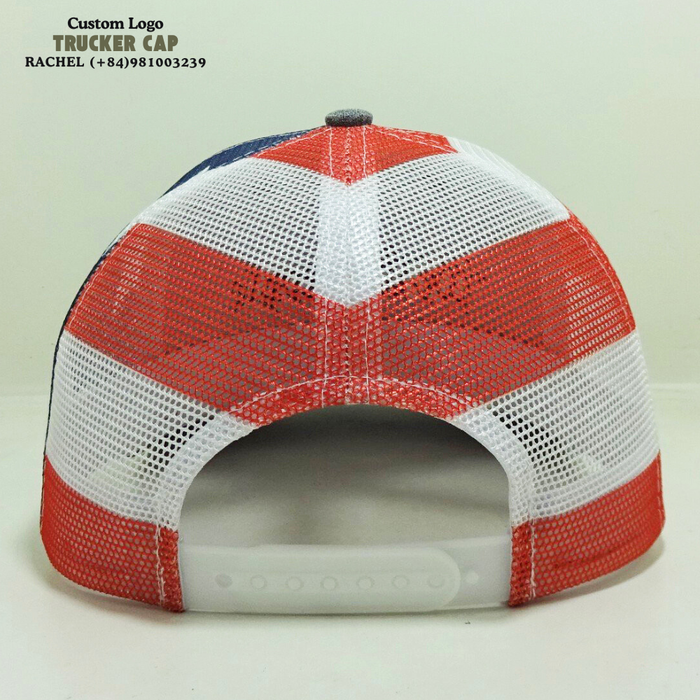 2D Embroidered Logo Structured Trucker Hats 6 Panel Slightly Curved Brim Printed Mesh Breathable Adjustable Snapback Closure OEM 7