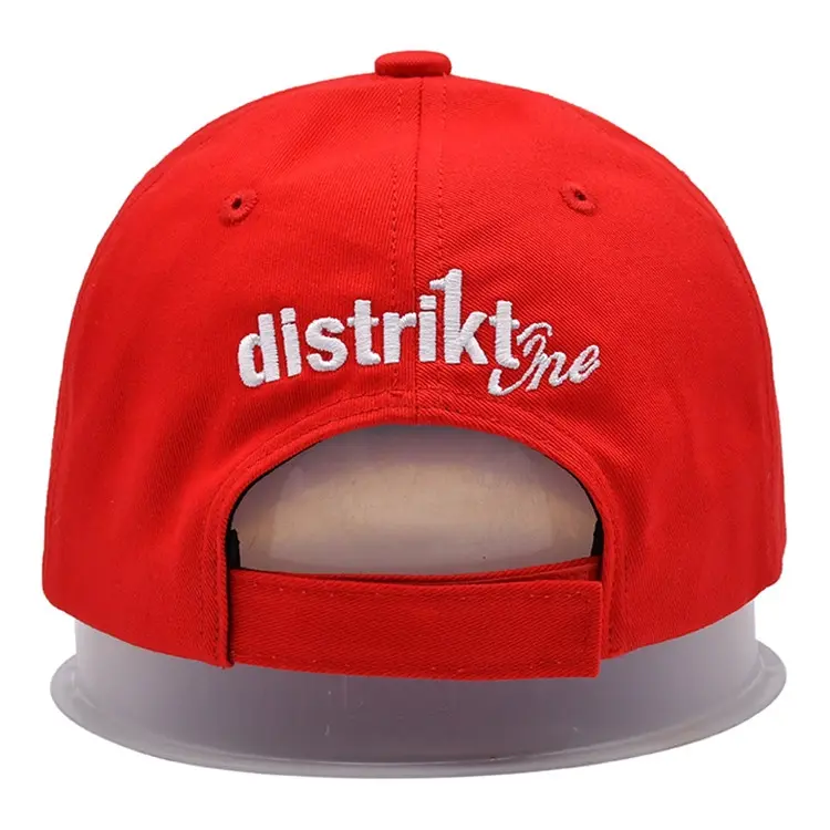 2D Embroidery 6-Panel Curved Brim High Quality Red Color Low Profile 65% Cotton and 35% Polyester Fabric Baseball Caps 5