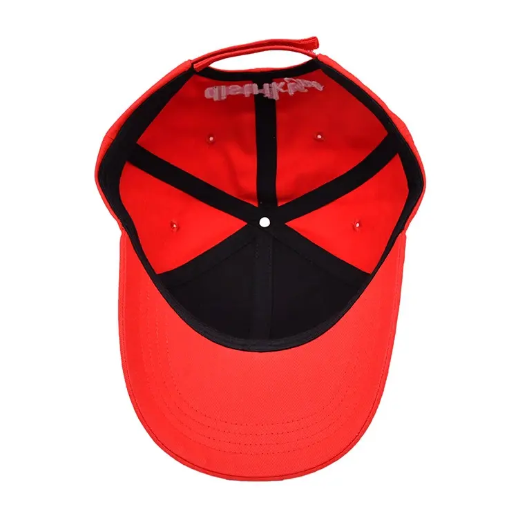 2D Embroidery 6-Panel Curved Brim High Quality Red Color Low Profile 65% Cotton and 35% Polyester Fabric Baseball Caps 6