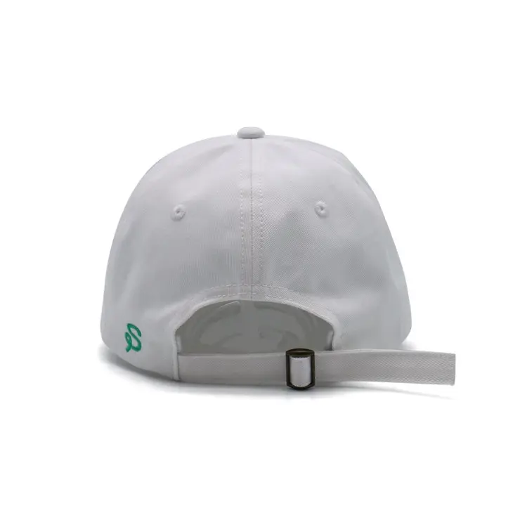 2D Embroidery 6-Panel Curved Brim High Quality White Color Low Profile 65% Cotton and 35% Polyester Fabric Baseball Cap 5