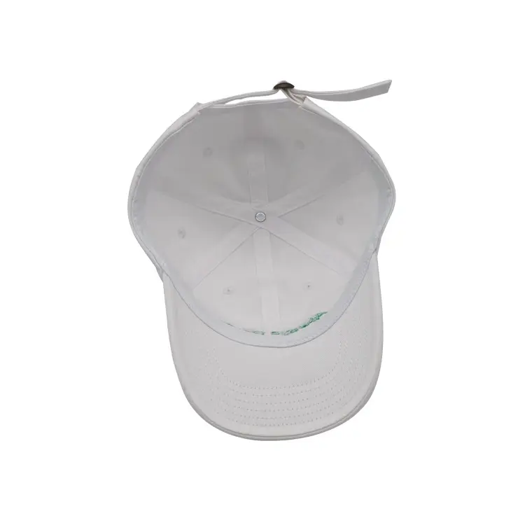 2D Embroidery 6-Panel Curved Brim High Quality White Color Low Profile 65% Cotton and 35% Polyester Fabric Baseball Cap 6