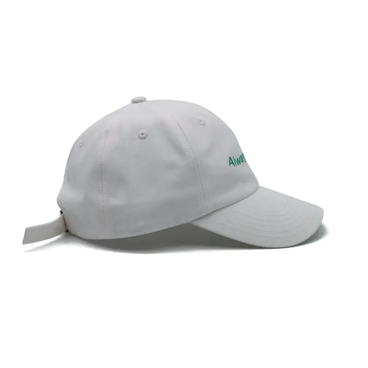 2D Embroidery 6-Panel Curved Brim High Quality White Color Low Profile 65% Cotton and 35% Polyester Fabric Baseball Cap 4